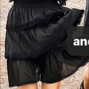 AndAndrea black cotton, tiered “ willow” skirt
